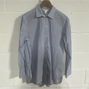 H&M Women’s White|Blue 100% Cotton Striped Shirt Sz XS